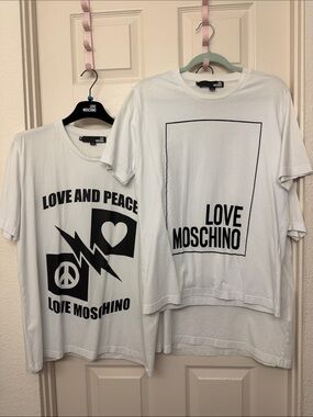 Mens Love Moschino White Graphic Tee bundle